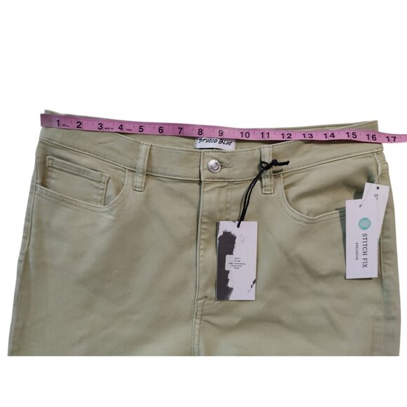 Studio Blue Light 'Moss' Green High Rise Wide Leg Jeans 32 (SOLD) - Picture 3 of 9